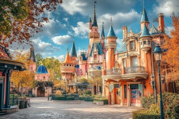Outdoor photo of disneyland paris with generative ai