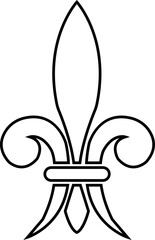 Fleur de Lys symbols or Fleur de Lis vector icon ornament Silhouette isolated on transparent background. Flower Lily Royal Medieval Heraldic french symbol. Classic emblems flower art pattern.