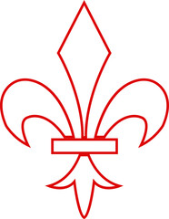 Fleur de Lys symbols or Fleur de Lis vector icon ornament Silhouette isolated on transparent background. Flower Lily Royal Medieval Heraldic french symbol. Classic emblems flower art pattern.