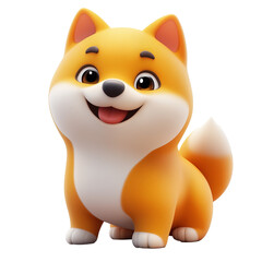 Naklejka premium A cartoon-style Shiba Inu dog with a happy expression. Suitable for digital stickers, emoji sets, and pet branding