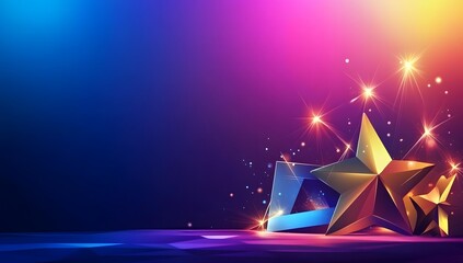 Award ceremony backdrop with stars and sparkles
