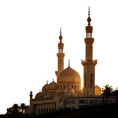 Obraz premium Golden mosque silhouette isolated on transparent background