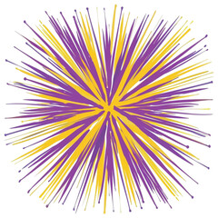 Obraz premium Combination Purple Yellow Shapes Lines Burst Isolated on Transparent Background