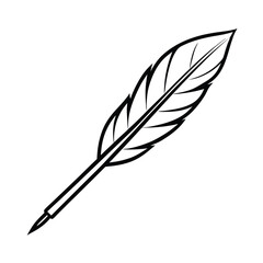 Elegant Quill Pen - Vintage Feather Writing Tool Illustration