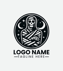 Mummy Logo Design, Egyptian Mummy Logo, Horror Mummy Logo