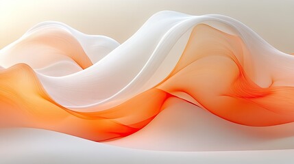 Abstract flowing waves in soft orange and white hues creating a serene atmosphere