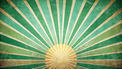 Obraz premium Abstract Vintage Sunburst Design with Shades of Green and Beige