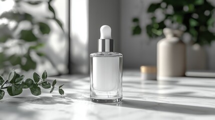 Bottle of perfume displayed on a wooden table with soft lighting and elegant surroundings