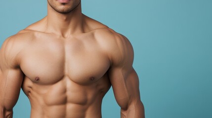 Fototapeta premium Close-Up of Defined Abdominal Muscles Under Perfect Lighting for Fitness Motivation Concept