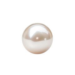 A smooth, lustrous pearl with a creamy hue, Isolated on white background.