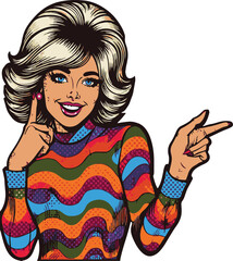 Retro graphic 1960 halftone style Classic vintage character