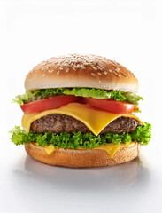 burger de boeuf isol&eacute; sur un fond blanc	