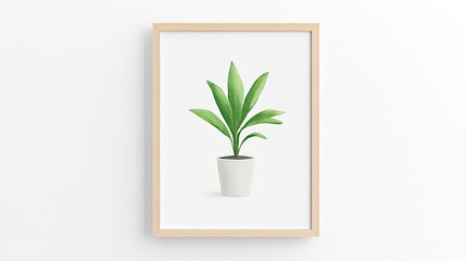 A vibrant green potted plant displayed against a minimalist white background, showcasing modern decor