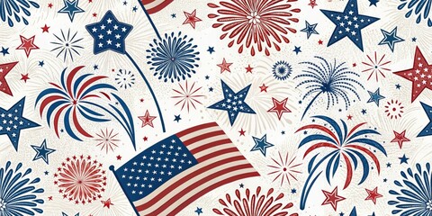Obraz premium Macro Photography Bold Independence Day Background, Patriotic USA Flag Pattern, Closeup Texture, 4th of July Design, Red White Blue Details