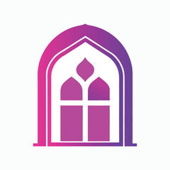 Obraz premium Simple Islamic Door & Window Shape Logo Icon Silhouette on White Background