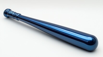Glossy blue baseball bat positioned diagonally on a neutral background highlighting its sleek design