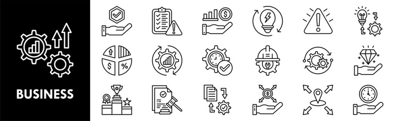 Business icon collection set. Containing design strategy, businessman, growth, success, team