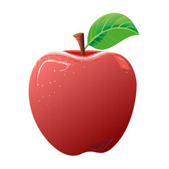Red Apple with leaf icon vector illustration isolated on a transparent background