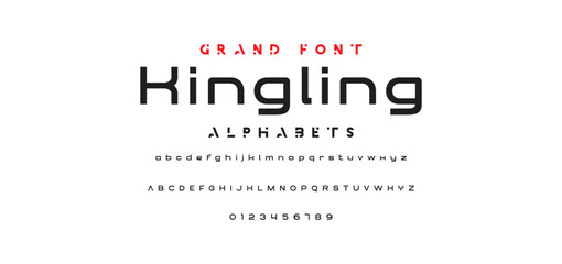 Abstract Fashion font alphabet. Minimal modern urban fonts for logo, brand etc. Typography typeface uppercase lowercase and number. vector illustration