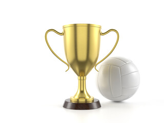 Trophy cup and volleyball ball