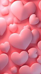 Romantic Pink Hearts Background Lovely 3D Render of Sweetheart Shapes