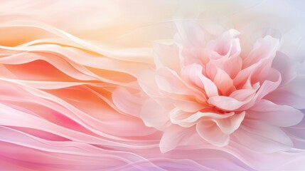 Fototapeta premium Colorful Abstract Composition of Soft Flower Petals and Gentle Waves in Pastel Shades