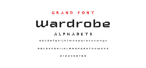 Abstract Fashion font alphabet. Minimal modern urban fonts for logo, brand etc. Typography typeface uppercase lowercase and number. vector illustration