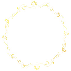 Round Gold Floral Frame, Vintage, Wedding Frame, Luxury Gold Border, Elegant Circle