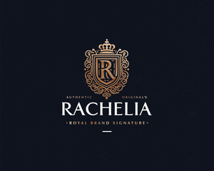 Obraz premium Luxury classic calligraphy monogram letter inital R logo template for business company