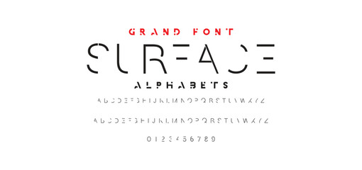 Abstract Fashion font alphabet. Minimal modern urban fonts for logo, brand etc. Typography typeface uppercase lowercase and number. vector illustration