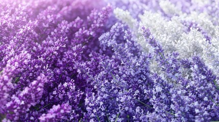 Lavender field, vibrant purple and white hues, sunlit backdrop, nature backdrop, perfect for relaxation and wellness