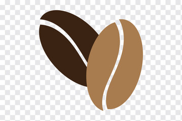 Two coffee beans icon set. Espresso vector illustration. Coffee shop logo. Roasted coffee symbol. Hot drink aroma isolated sign. Variety Design. EPS10