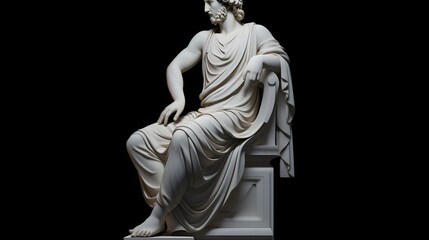 Obraz premium Classical Seated Marble Statue Ancient Greek Sculpture Art History Museum Exhibit