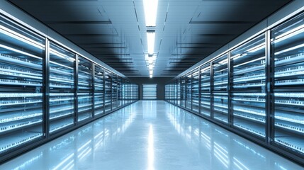 Modern Cool Storage Facility with Sleek Design and Glowing Lights