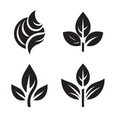 Fototapeta premium Four abstract leaf & swirl icons.