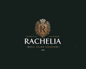 Fototapeta premium Luxury classic calligraphy monogram letter inital R logo template for business company