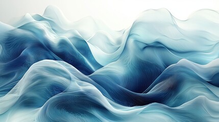 Obraz premium Abstract waves in blue tones create a soothing, fluid visual experience.
