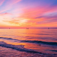 Naklejka premium Sunset over the sea