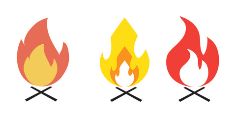 Fire flame icon. Burning symbol. Fireball sign. Energy illustration isolated. Colorful variety Design. EPS 10