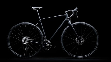 Fototapeta premium Sleek black gravel bike studio shot, dark background
