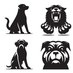 Four dog breed silhouettes.