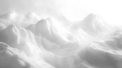 Fototapeta premium A serene landscape of soft, white mountain peaks shrouded in mist, evoking a sense of tranquility and purity