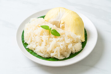 Durian sticky rice on plate