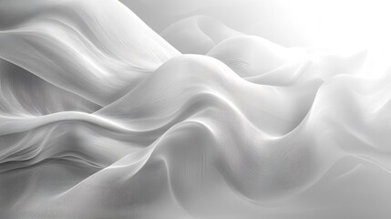 Obraz premium Abstract flowing white waves creating a serene and calming atmosphere.