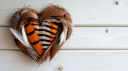  nature-inspired heart-shaped feather wreath