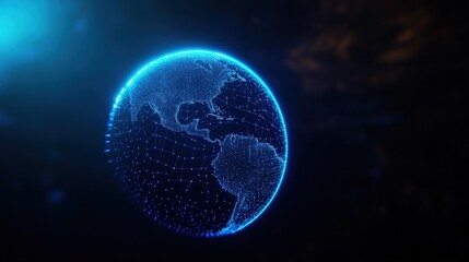 Global network connection, digital earth, space background, data visualization, tech presentation