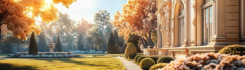 Naklejka premium Vintage European villa, ornate window details, 3D illustration