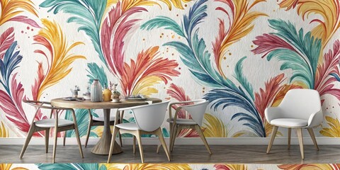 Stylish Brushstroke Dining Room Wallpaper, Night Photography, Abstract Art, Dark Elegant Wall Decor