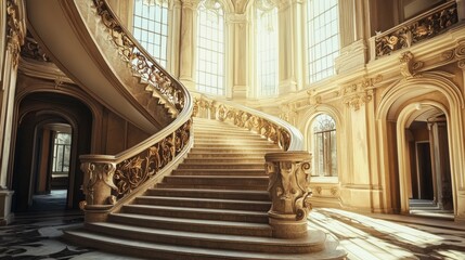 Elegant Grand Staircase in Luxurious Historic Architecture