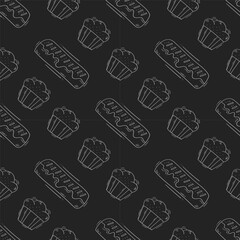bread pattern. bakery seamless pattern. doodle bread seamless pattern. doodle bakery background